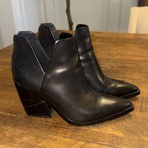 Vince Camuto Black Leather Pointed Ankle Booties